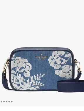 NWT Kate Spade Madison Denim Vase Floral Mini Camera Crossbody Bag